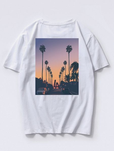 men tropical and graphic print tee m217#, White;black