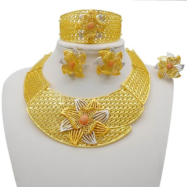 earrings & necklace dubai luxury 24k gold color jewelry sets ornament jewellery set for women party african wedding wife gift, Silver
earrings & necklace dubai luxury 24k gold color jewelry sets ornament jewellery set for women party african wedding wife gift, Silver