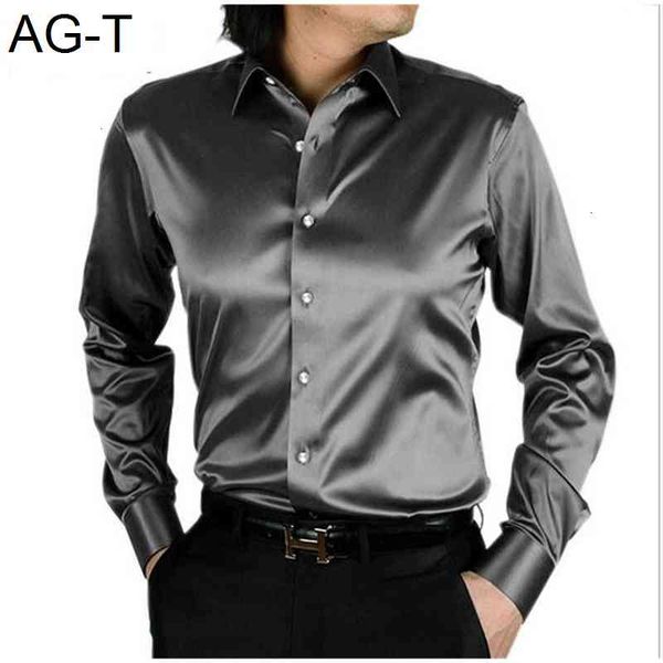 fashion men shirt silk satin men's long sleeve casual couples black white wedding dress, White;black
fashion men shirt silk satin men's long sleeve casual couples black white wedding dress, White;black