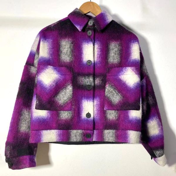 women's wool & blends 2021 autumn winter women woolen plaid coat turn-down collar pockets female jacket classic vintage loose short ove, Black
women's wool & blends 2021 autumn winter women woolen plaid coat turn-down collar pockets female jacket classic vintage loose short ove, Black
