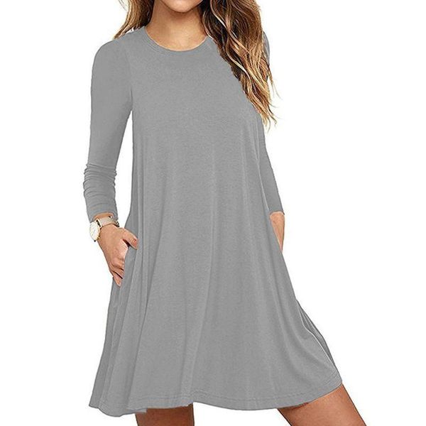 casual dresses women autumn long sleeve round neck plain dress solid color pleated swing loose pullover streetwear with pockets, Black;gray
casual dresses women autumn long sleeve round neck plain dress solid color pleated swing loose pullover streetwear with pockets, Black;gray