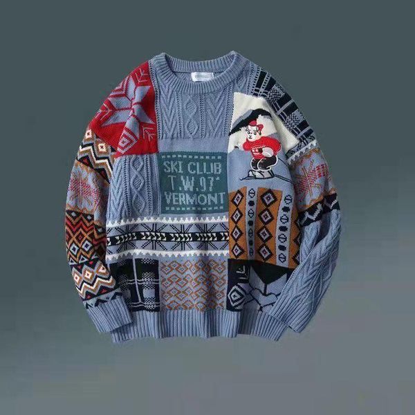 men's sweaters 2021 autumn and winter year christmas sweater men women loose retro bear pattern knitted pullover, White;black
men's sweaters 2021 autumn and winter year christmas sweater men women loose retro bear pattern knitted pullover, White;black