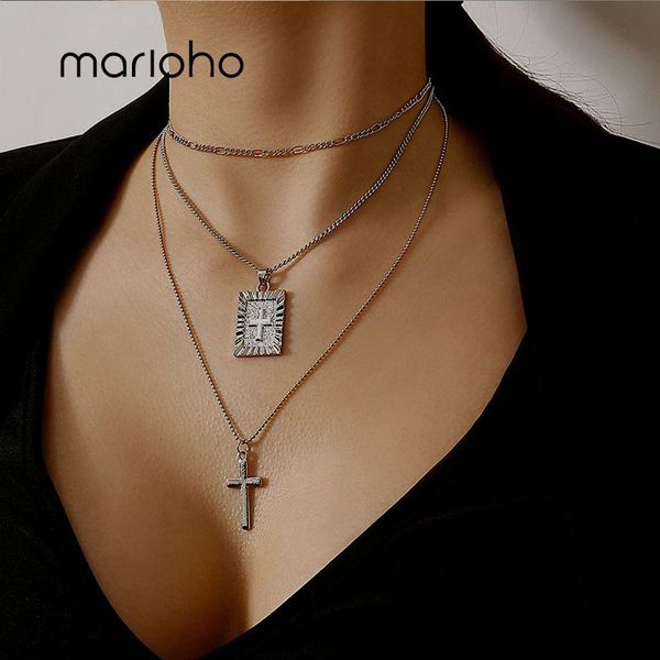 marioho retro ins long chain necklace with religious cross multi-layer geometric pedant for women metal jewelry gift pendant necklaces, Silver
marioho retro ins long chain necklace with religious cross multi-layer geometric pedant for women metal jewelry gift pendant necklaces, Silver