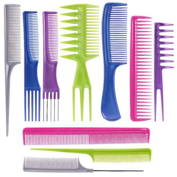 hair brushes 10 piece professional styling comb set - anti static coarse fine toothed pick combs -hair styles for women, men, girls, and boy, Silver
hair brushes 10 piece professional styling comb set - anti static coarse fine toothed pick combs -hair styles for women, men, girls, and boy, Silver