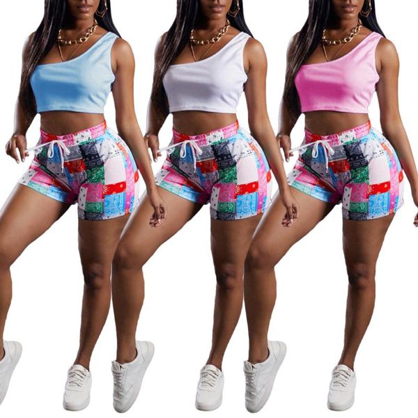 women's tracksuits women summer patchwork printed bandana shorts+solid color one shoulder t-shirt casual suit two piece set beach vacat, Gray
women's tracksuits women summer patchwork printed bandana shorts+solid color one shoulder t-shirt casual suit two piece set beach vacat, Gray