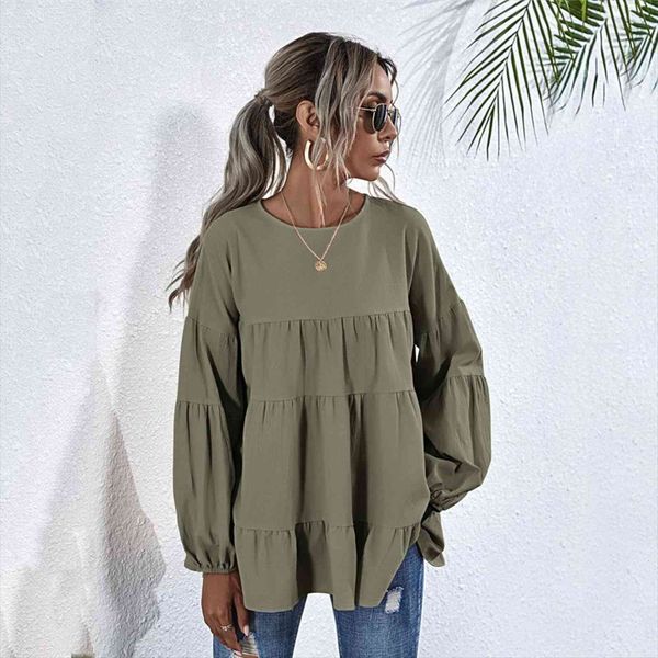 40 ruffles loose harajuku women shirt o neck lantern long sleeve multicolor skinny top, White
40 ruffles loose harajuku women shirt o neck lantern long sleeve multicolor skinny top, White