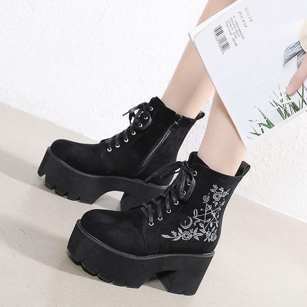 boots 2021 winter side zipper short waterproof platform round head thick bottom high heel front lace up, Black
boots 2021 winter side zipper short waterproof platform round head thick bottom high heel front lace up, Black