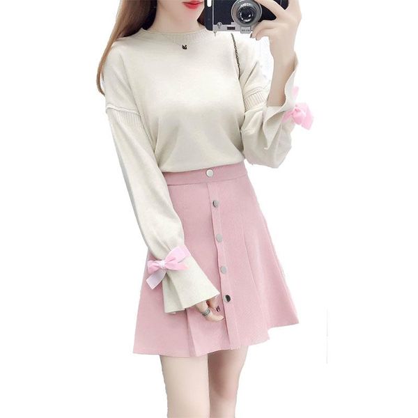 women's two piece pants winter college fair maiden skirt suit tie knot knitting sweater a word pleated skirts outfits women matching se, White
women's two piece pants winter college fair maiden skirt suit tie knot knitting sweater a word pleated skirts outfits women matching se, White