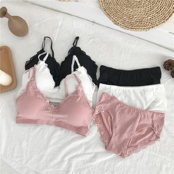 bras sets 2pcs solid color thread lace set concise camisole wire women underwear soft cotton intimates, Red;black
bras sets 2pcs solid color thread lace set concise camisole wire women underwear soft cotton intimates, Red;black