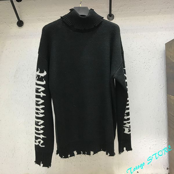 autumn winter damage distressed vetements knitted sweater gothic sleeves woven white letter mark vtm turtleneck sweatshirts c0325, Black
autumn winter damage distressed vetements knitted sweater gothic sleeves woven white letter mark vtm turtleneck sweatshirts c0325, Black