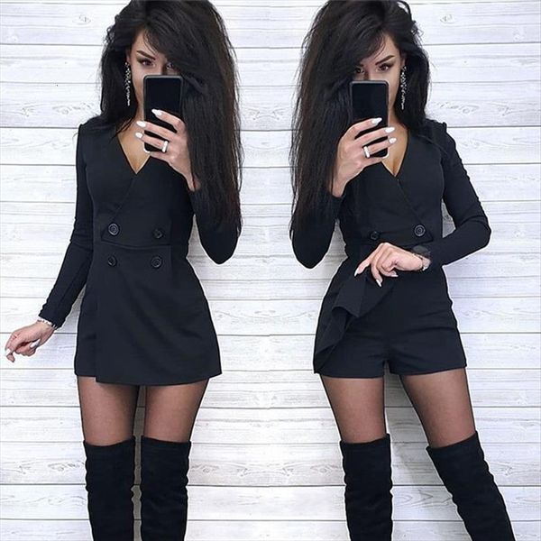 long sleeve solid playsuit women jumpsuits front split double breasted wide leg short jumpsuit spring summer skinny casual romper, Black;white
long sleeve solid playsuit women jumpsuits front split double breasted wide leg short jumpsuit spring summer skinny casual romper, Black;white