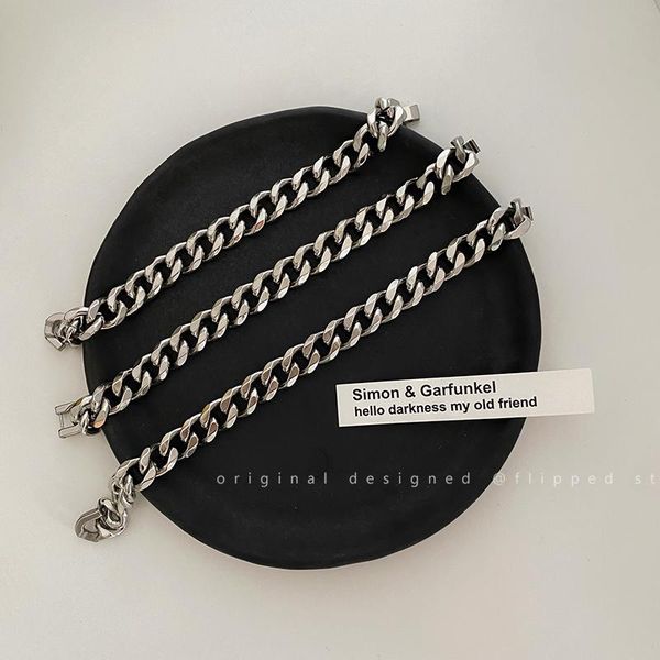 link, chain fashion thick men's bracelets on hand cuban link bracelet punk titanium stainless steel couple goth jewellery 2021, Black
link, chain fashion thick men's bracelets on hand cuban link bracelet punk titanium stainless steel couple goth jewellery 2021, Black