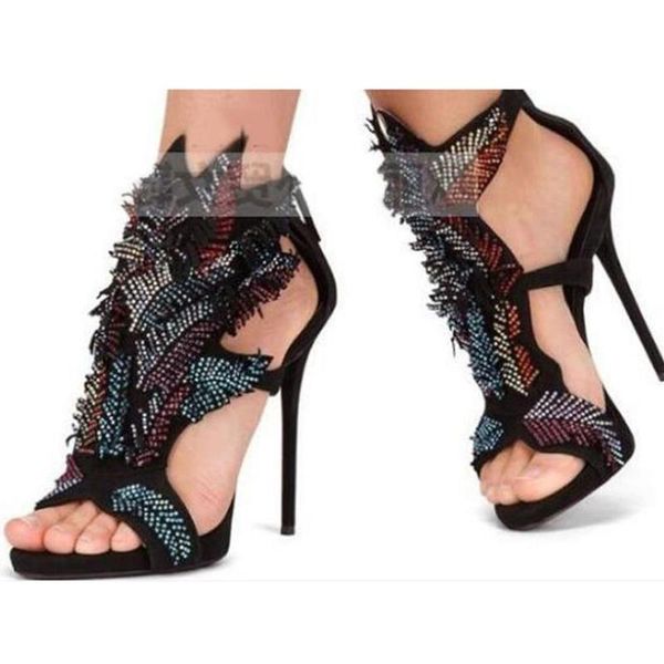 sandals gorgeous fashion women black suede strap thin high heels ladies crystal leaf pattern catwalk shoes
sandals gorgeous fashion women black suede strap thin high heels ladies crystal leaf pattern catwalk shoes