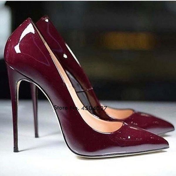 dress shoes mirror leather thin high heel wine red pointy toe pumps chic wedding party, Black
dress shoes mirror leather thin high heel wine red pointy toe pumps chic wedding party, Black