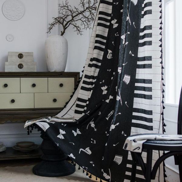 window curtain piano print cotton linen bay cover blackout for home living room countryside black tassel & drapes
window curtain piano print cotton linen bay cover blackout for home living room countryside black tassel & drapes