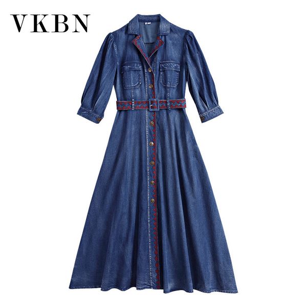 vkbn spring autumn belt jeans dress women embroidery lantern sleeve high waist cowboy dresses for women turn-down collar 210507, Black;gray
vkbn spring autumn belt jeans dress women embroidery lantern sleeve high waist cowboy dresses for women turn-down collar 210507, Black;gray