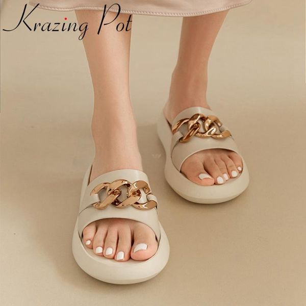 slippers krazing pot comfortable genuine leather casual summer shoes slip on elegant outside slides brand chain concise mules, Black
slippers krazing pot comfortable genuine leather casual summer shoes slip on elegant outside slides brand chain concise mules, Black