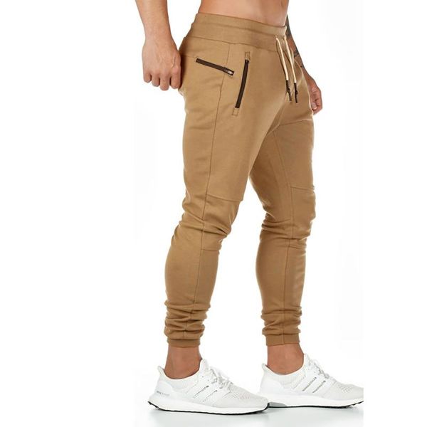 summer slim pants sports men's fashion fitness running training, Black
