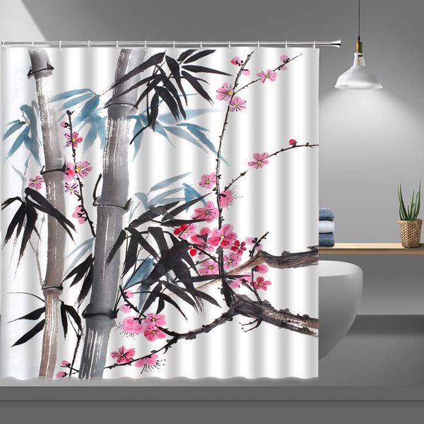 floral shower curtains for bathroom,watercolor spring bamboo and cherry flower fabric shower curtain with plastic hooks,69x70
floral shower curtains for bathroom,watercolor spring bamboo and cherry flower fabric shower curtain with plastic hooks,69x70