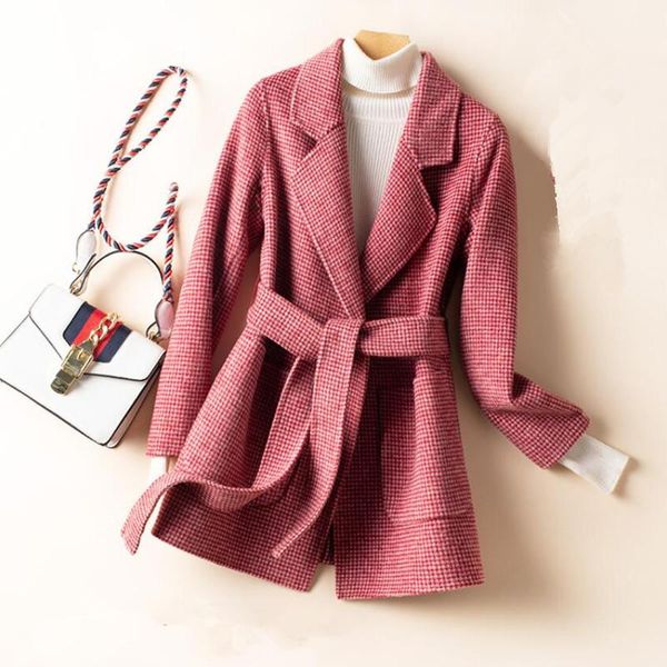 women's wool & blends autumn winter coat women female fashion jacket + belt korean elegant both sided cashmere casaco overcoat s1761, Black
women's wool & blends autumn winter coat women female fashion jacket + belt korean elegant both sided cashmere casaco overcoat s1761, Black