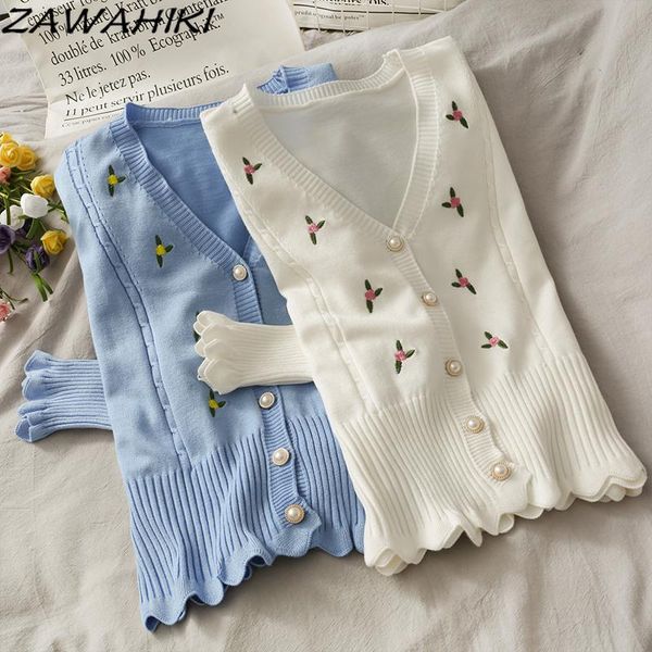 women's knits & tees zawahiki sweet wavy edge pearl button cardigan embroidery floral sweaters women autumn v neck long sleeve short kn, White
women's knits & tees zawahiki sweet wavy edge pearl button cardigan embroidery floral sweaters women autumn v neck long sleeve short kn, White