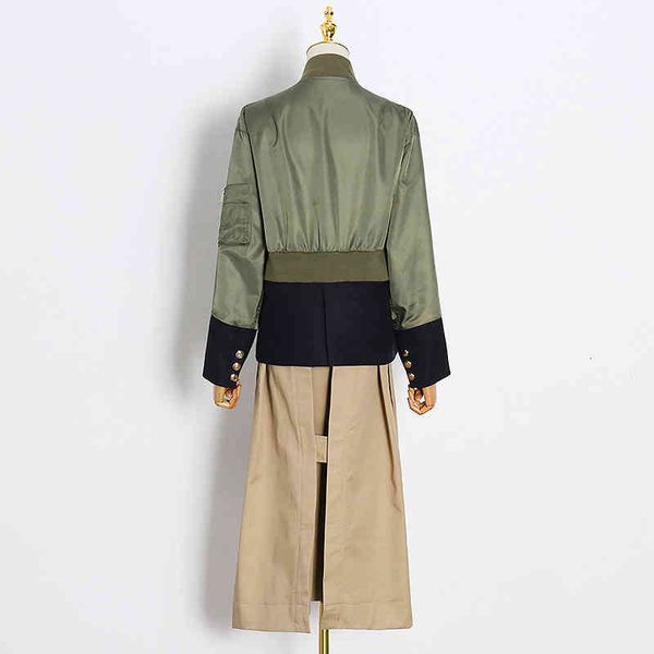 fake two patchwork windbreaker for women turtleneck long sleeve high waist hit color casual trench female fashion, White
fake two patchwork windbreaker for women turtleneck long sleeve high waist hit color casual trench female fashion, White
