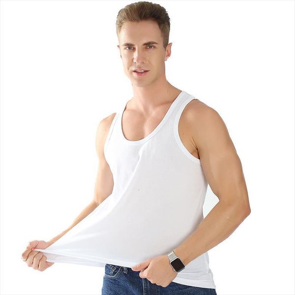 mens plus sized xl cotton tank bottoming loose casual vest, White;black 
mens plus sized xl cotton tank bottoming loose casual vest, White;black