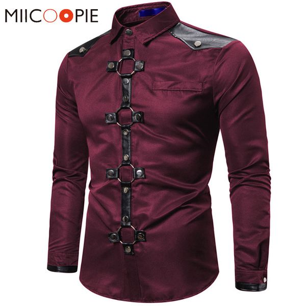 long goth style rivet solid color cargo shirt slim fit chemise noel party singer stage streetwear for men clothing kg-91, White;black
long goth style rivet solid color cargo shirt slim fit chemise noel party singer stage streetwear for men clothing kg-91, White;black