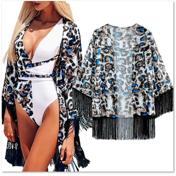 women fashion print tassel cover-up stylish bikini cover-ups beachwear for ladies female swimwear women's, White;black
women fashion print tassel cover-up stylish bikini cover-ups beachwear for ladies female swimwear women's, White;black