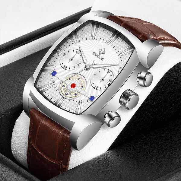 wristwatches 2021 wwoor men's watches square watch luminous calendar display leather waterproof clock montre homme, Slivery;brown
wristwatches 2021 wwoor men's watches square watch luminous calendar display leather waterproof clock montre homme, Slivery;brown