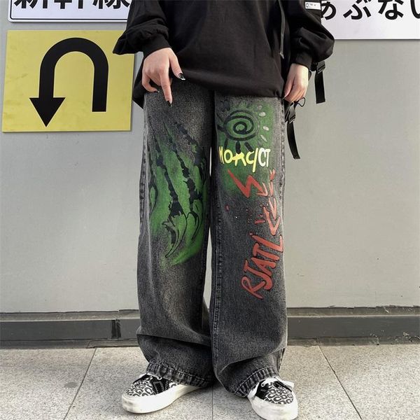 spring autumn men women denim trousers korea vintage washed cotton graffiti printing loose straight wide-leg pants 6677a# women's jeans, Blue
spring autumn men women denim trousers korea vintage washed cotton graffiti printing loose straight wide-leg pants 6677a# women's jeans, Blue