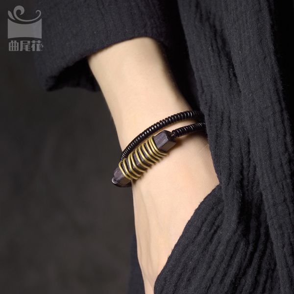 qu weihua handmade ebony bracelet men's simple national wind hand string women's cold couple jewelry, Golden;silver
qu weihua handmade ebony bracelet men's simple national wind hand string women's cold couple jewelry, Golden;silver