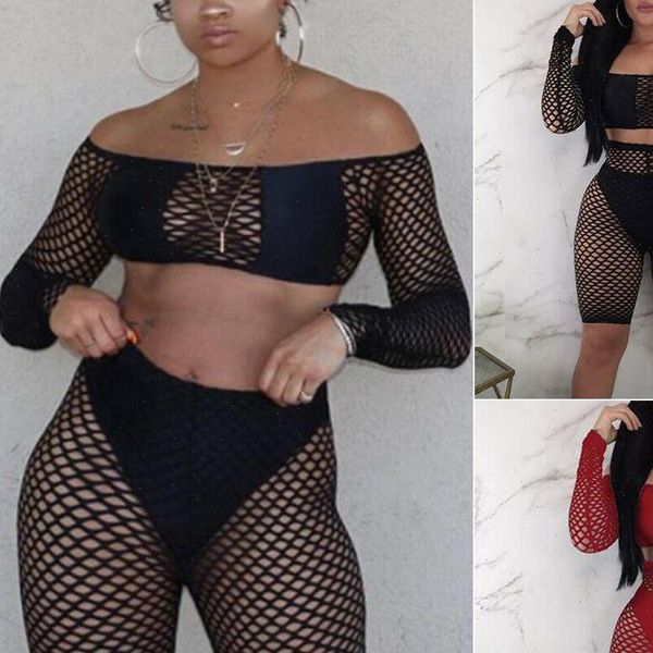 fashion crochet mesh long sleeve women tracksuits see through fishnet crop night shorts bottoms set, Gray
fashion crochet mesh long sleeve women tracksuits see through fishnet crop night shorts bottoms set, Gray