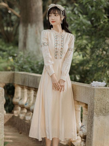 casual dresses spring and autumn korean women style retro ruffles dress robes sweet forest mori girl embroidery long vestido feminino, Black;gray
casual dresses spring and autumn korean women style retro ruffles dress robes sweet forest mori girl embroidery long vestido feminino, Black;gray