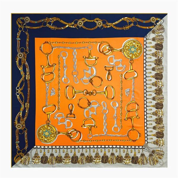 scarves 90cm luxury rope tassels twill 100% silk scarf brand hijab design hand rolled edges foulard square women shawl, Blue;gray
scarves 90cm luxury rope tassels twill 100% silk scarf brand hijab design hand rolled edges foulard square women shawl, Blue;gray