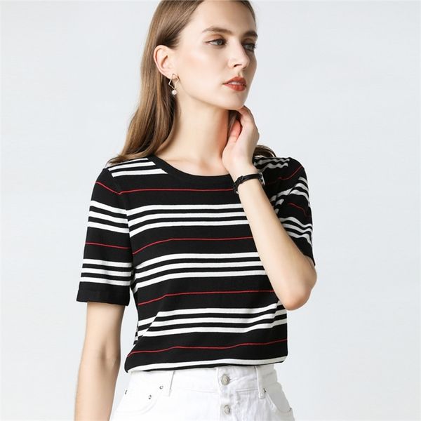 tshirt women summer fall knitted striped short sleeves o-neck eenagers stylish fashionable t-shirts pullover 210320, White
tshirt women summer fall knitted striped short sleeves o-neck eenagers stylish fashionable t-shirts pullover 210320, White