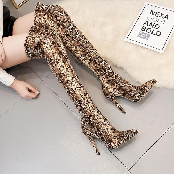 boots spring 35-42 snake pattern stretch fabric sleeve pointy toe over the knee stiletto high heels pointed woman boot, Black
boots spring 35-42 snake pattern stretch fabric sleeve pointy toe over the knee stiletto high heels pointed woman boot, Black