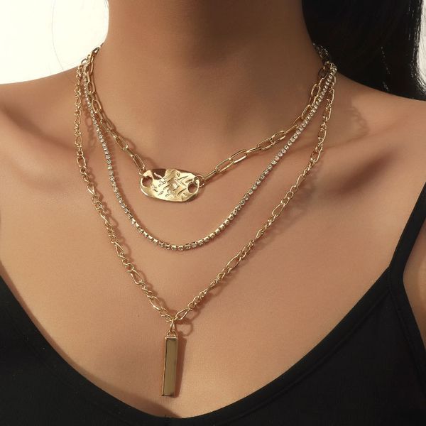 women's necklace multi-layer claw chain geometric pendant collarbone chain personality exaggerated gold thin chain, Silver
women's necklace multi-layer claw chain geometric pendant collarbone chain personality exaggerated gold thin chain, Silver