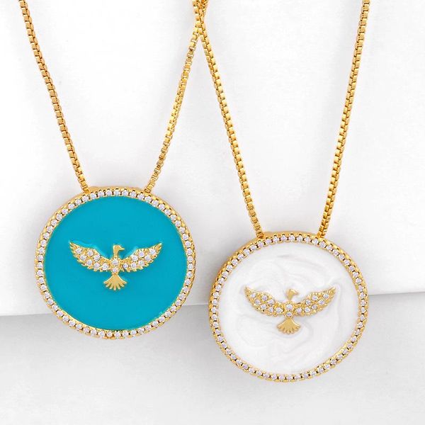 pendant necklaces eyika est design eagle inlaid white zircon necklace vintage enamel paint gold color women jewelry for couple gift, Silver
pendant necklaces eyika est design eagle inlaid white zircon necklace vintage enamel paint gold color women jewelry for couple gift, Silver