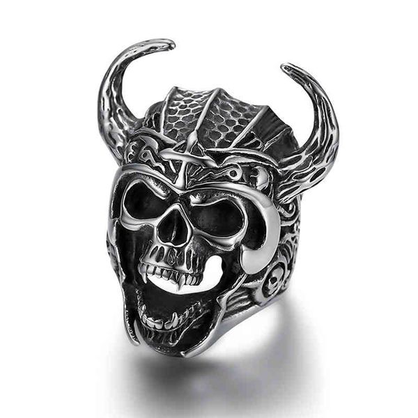 ring hip hop punk fashion accessories creative tauren warrior skull stainless steel men's domineering jewelry, Silver
ring hip hop punk fashion accessories creative tauren warrior skull stainless steel men's domineering jewelry, Silver