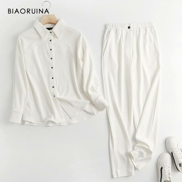 women white single breasted loose casual shirt + elastic high waist all-match pants fashion two pieces set active wear women's piece
women white single breasted loose casual shirt + elastic high waist all-match pants fashion two pieces set active wear women's piece
