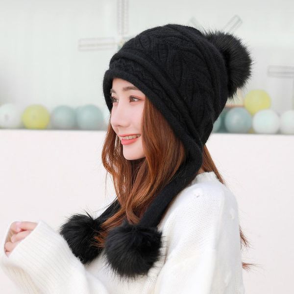 beanie/skull caps autumn and winter women's warm hat plus velvet ear protection knitted fur cute sweet hedging, Blue;gray
beanie/skull caps autumn and winter women's warm hat plus velvet ear protection knitted fur cute sweet hedging, Blue;gray