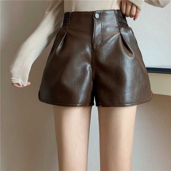 autumn pu leather women's short belt high waist zipper pocket female shorts winter fashion korean casual ladies bottom 210601, White;black 
autumn pu leather women's short belt high waist zipper pocket female shorts winter fashion korean casual ladies bottom 210601, White;black