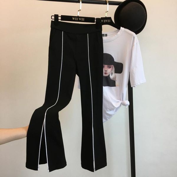 women's pants & capris plus size women elastic high waist fashion spring stretch long office ladies work black split slim flared trouse, Black;white
women's pants & capris plus size women elastic high waist fashion spring stretch long office ladies work black split slim flared trouse, Black;white