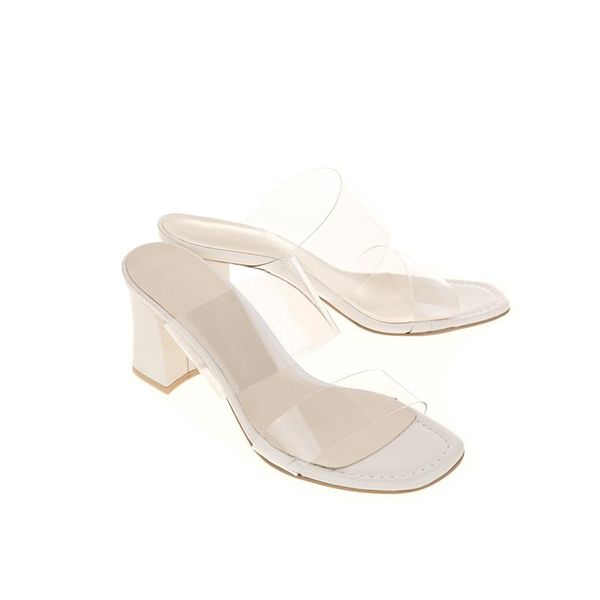summer wild transparent coarse heel beige sandals small number fashion in slippers size 33-42, Black
summer wild transparent coarse heel beige sandals small number fashion in slippers size 33-42, Black