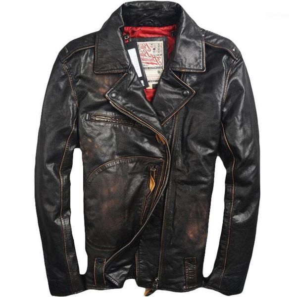 men's leather & faux 2021 vintage brown biker diagonal zipper plus size 6xl genuine cowhide slim fit american motorcycle jacket, Black
men's leather & faux 2021 vintage brown biker diagonal zipper plus size 6xl genuine cowhide slim fit american motorcycle jacket, Black
