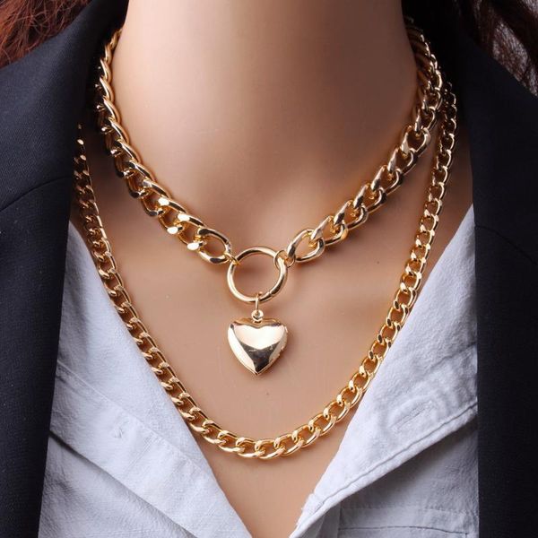chains choker fashion double love pendant necklaces exaggerated thick chain necklace women cold wind street clap sweater, Silver
chains choker fashion double love pendant necklaces exaggerated thick chain necklace women cold wind street clap sweater, Silver