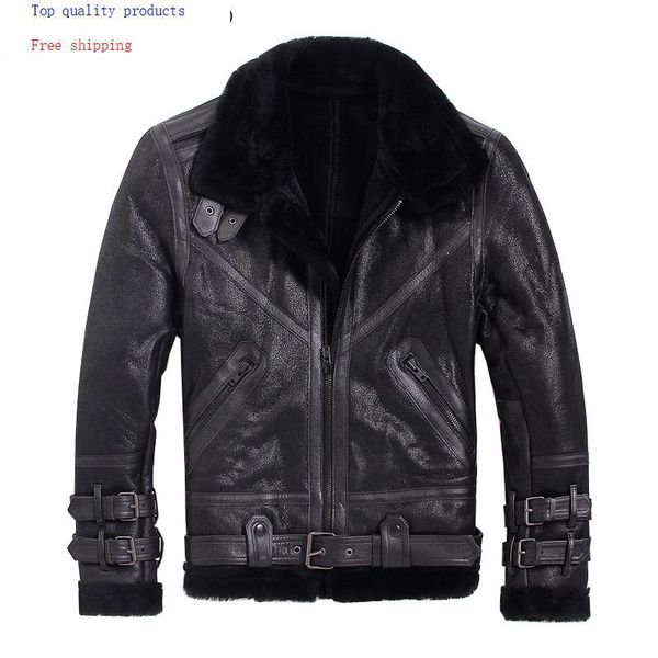 men's leather & faux mens jacket winter sheepskin coat short genuine motorcycle sheep shearling for men wool lining, Black
men's leather & faux mens jacket winter sheepskin coat short genuine motorcycle sheep shearling for men wool lining, Black
