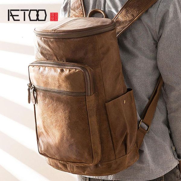 backpack aetoo leather vintage men's shoulder bags, college personality computer backpacks, large-capacity travel bags
backpack aetoo leather vintage men's shoulder bags, college personality computer backpacks, large-capacity travel bags