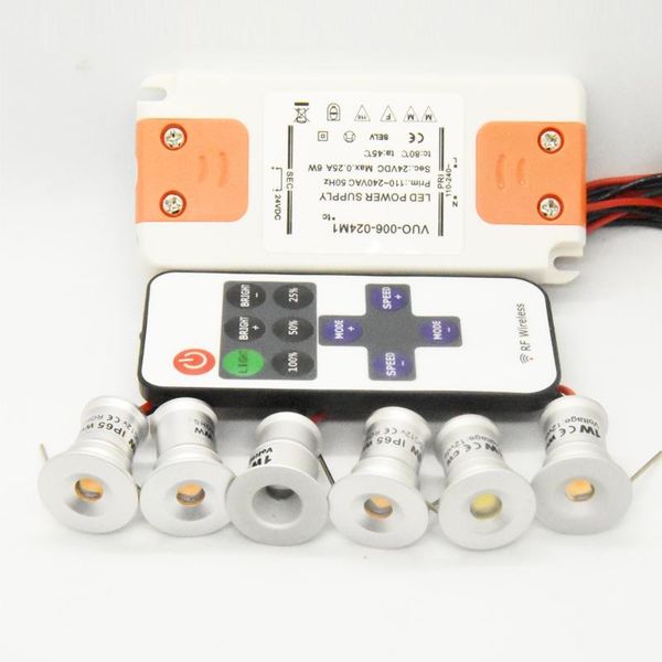 cabinet bulb lamp with remote switch dimmable 1w 12v ip65 mini led spotlight + slim driver adapter light